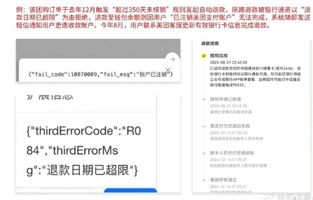 美团月付退款退到哪